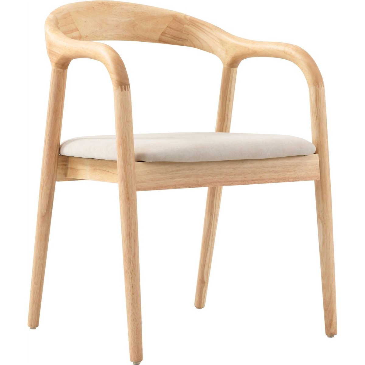 Chaise de salle à manger en bois tapissée beige et noir velours, RECOLLECTION