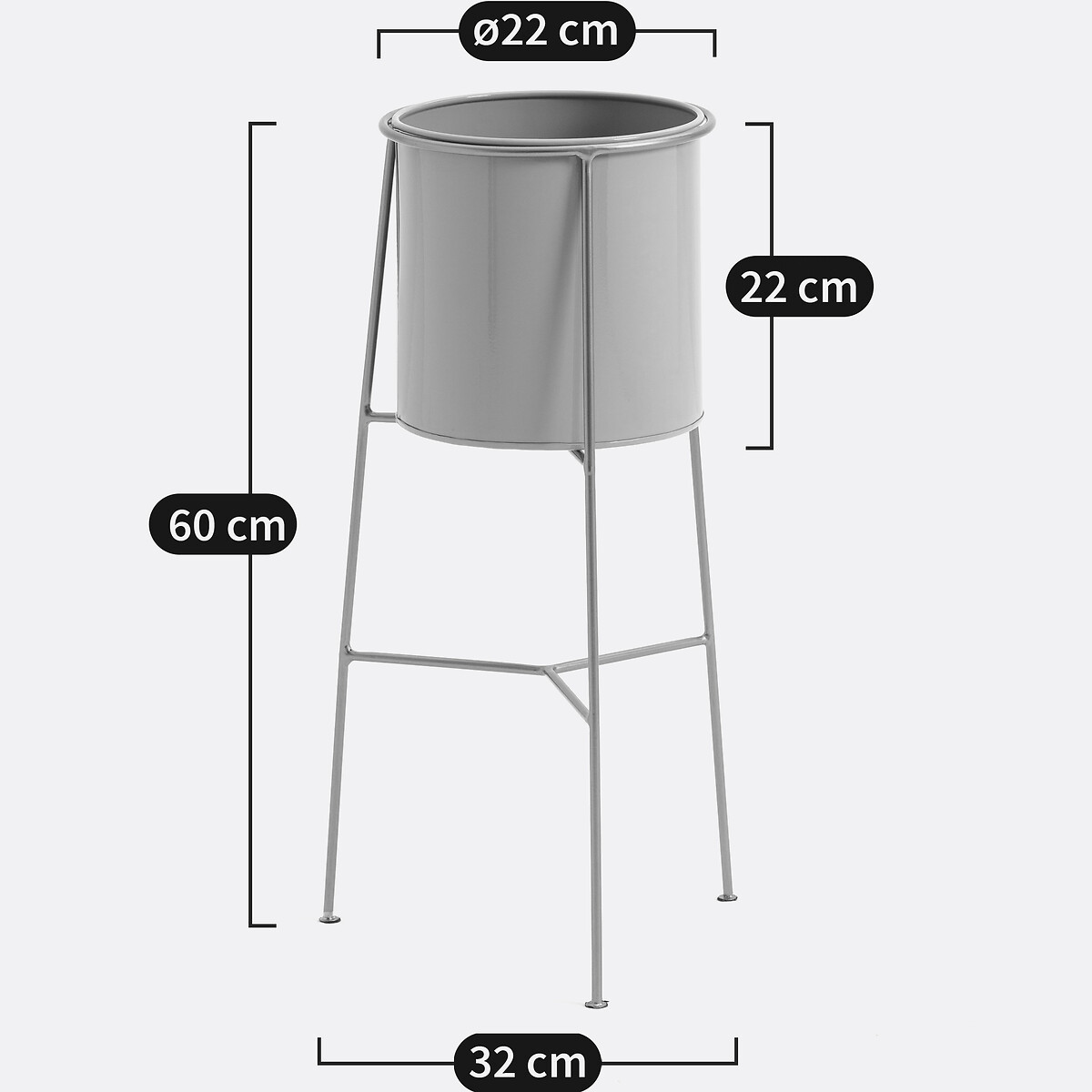 Vaso su base metallo ferro Ø22 cm Inaya nero/ottone, LA REDOUTE INTERIEURS