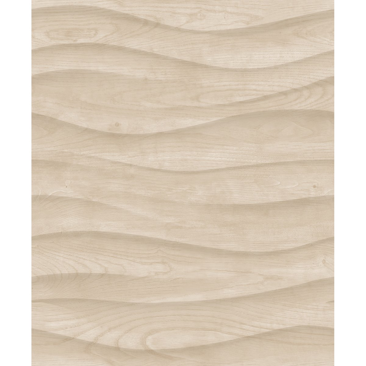 Papier peint effet bois sculpté vagues beige clair marron, HEXOA