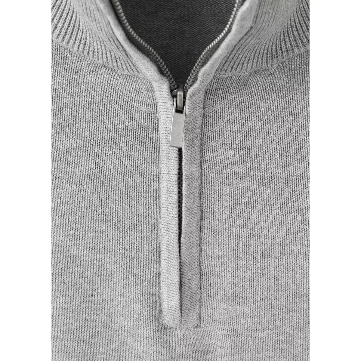 Pull col montant zip gris chiné clair, MANGO TEEN