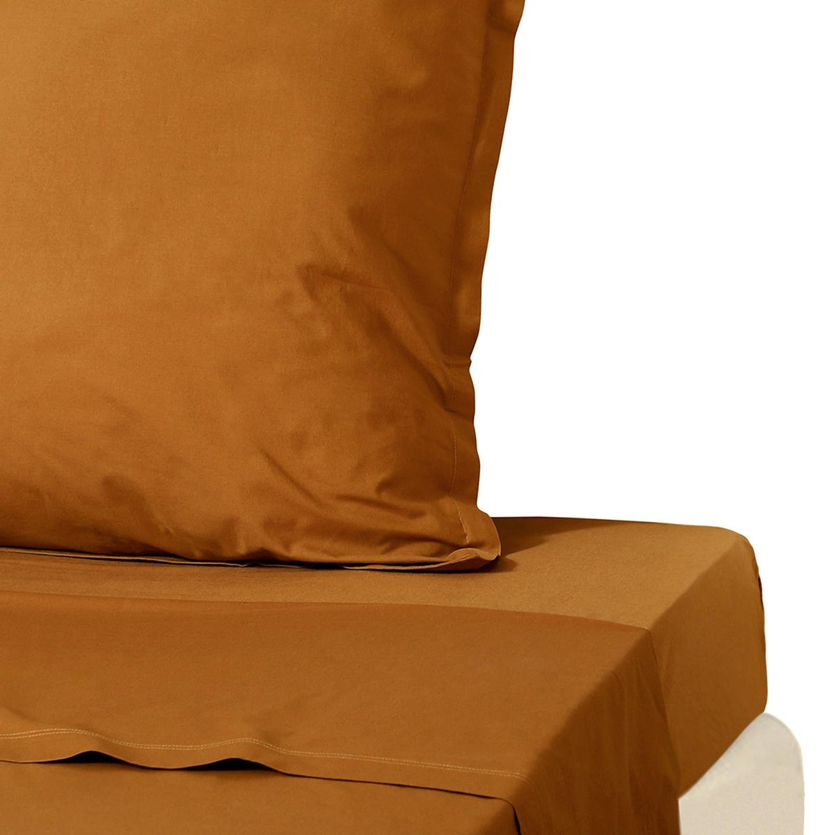 Drap plat percale de coton NINA caramel, FEBRONIE