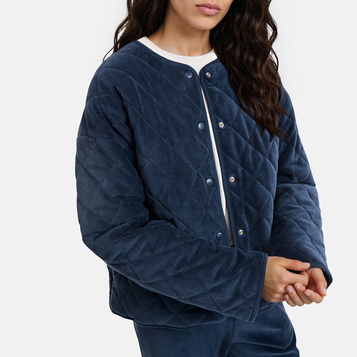 Veste d'intérieur matelassée, en velours, Signature AMANDINE marine, LA REDOUTE COLLECTIONS