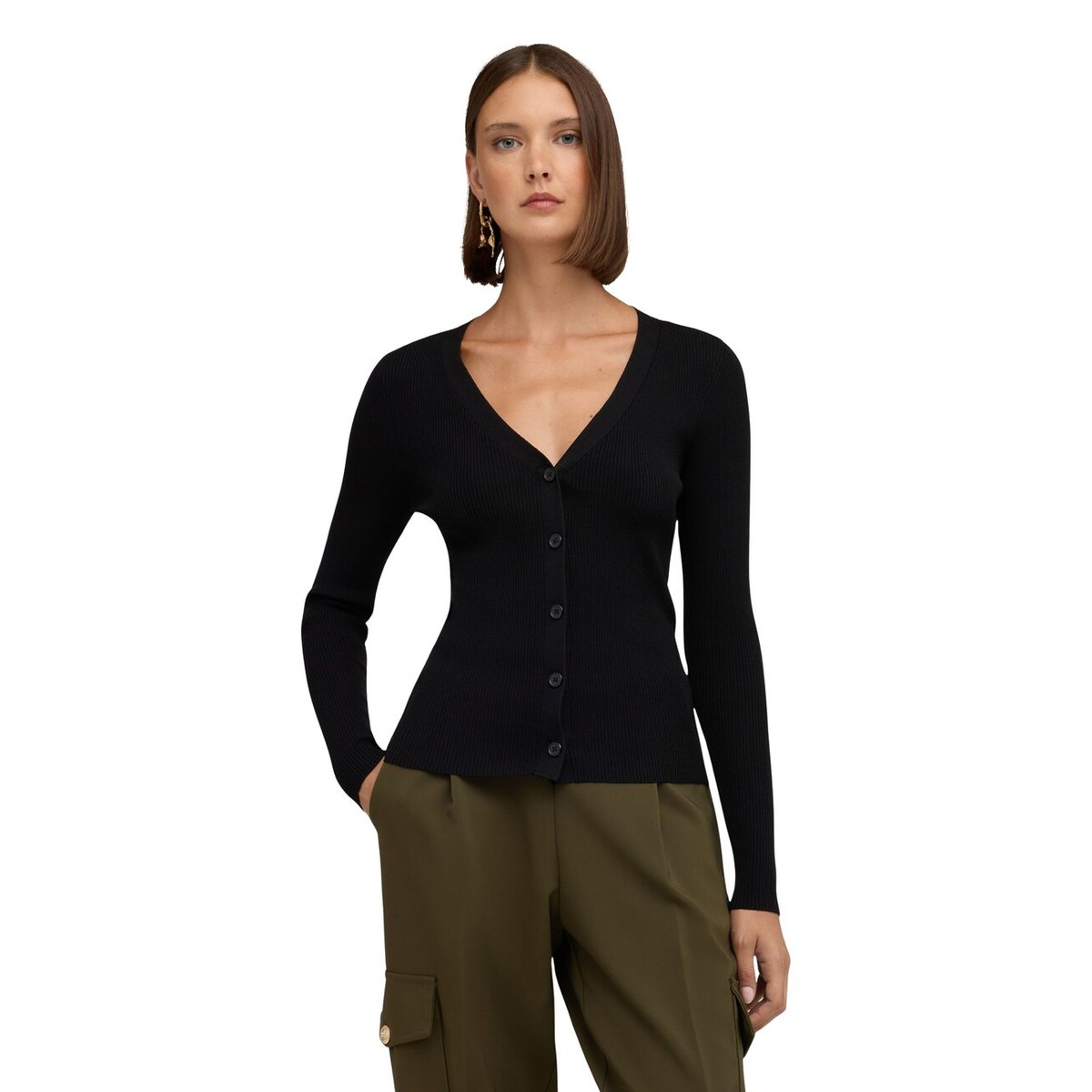 Cardigan côtelé noir, MOTIVI