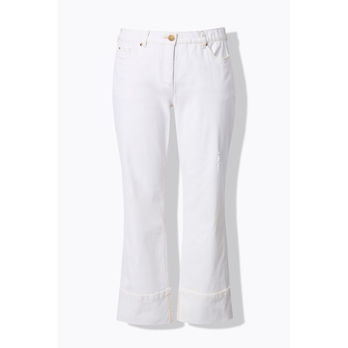 Jean Mary. Taille confortable. Jambe large blanc neige, ULLA POPKEN