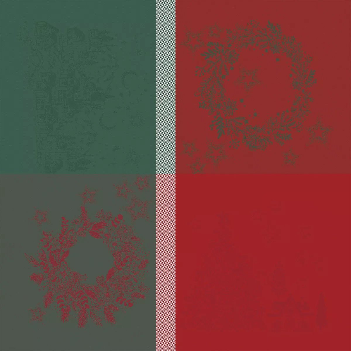 Serviette pur coton NOEL MAGIQUE houx, GARNIER THIEBAUT