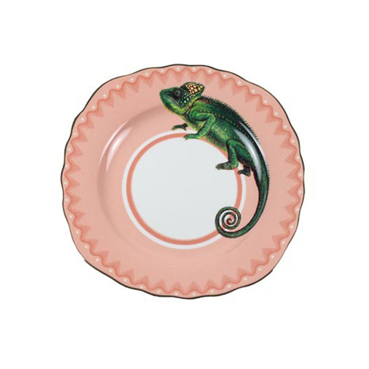 Assiette Caméléon 16cm multicolor , détails bords dorés, YVONNE ELLEN