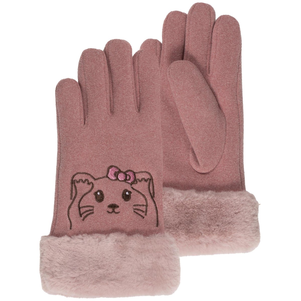 Gants avec broderie animal rose, ISOTONER