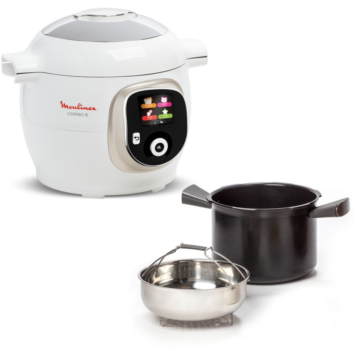Cookeo CE85BA10 blanc 6 L, 6 modes de cuisson, 180 recettes blanc, MOULINEX