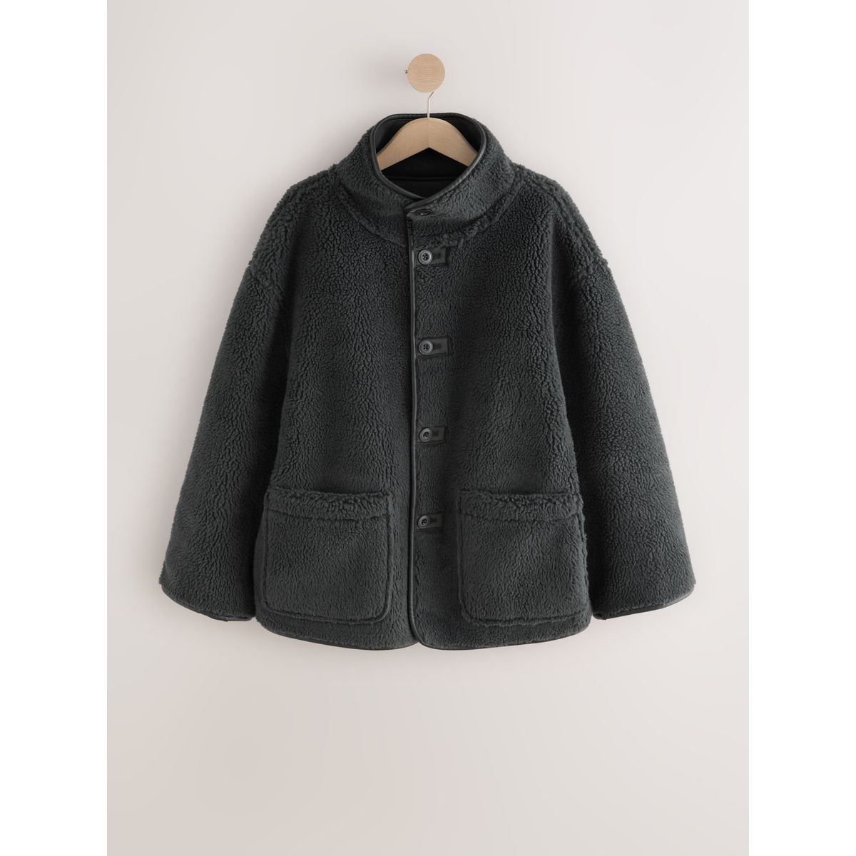 Veste réversible en peau lainée gris, NEXT