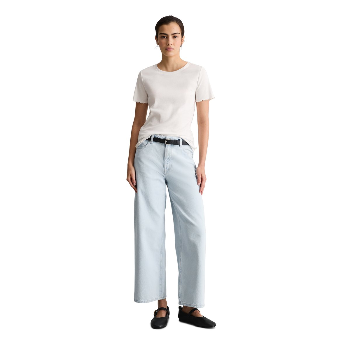 T-shirt slim en jersey stretch de coton bio blanc naturel, MARC O’POLO DENIM