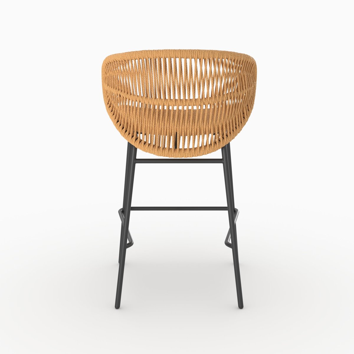 Lot de 2 chaises pour îlot central de jardin 65 cm en rotin synthétique - LARA marron clair, MAISON PAVANE