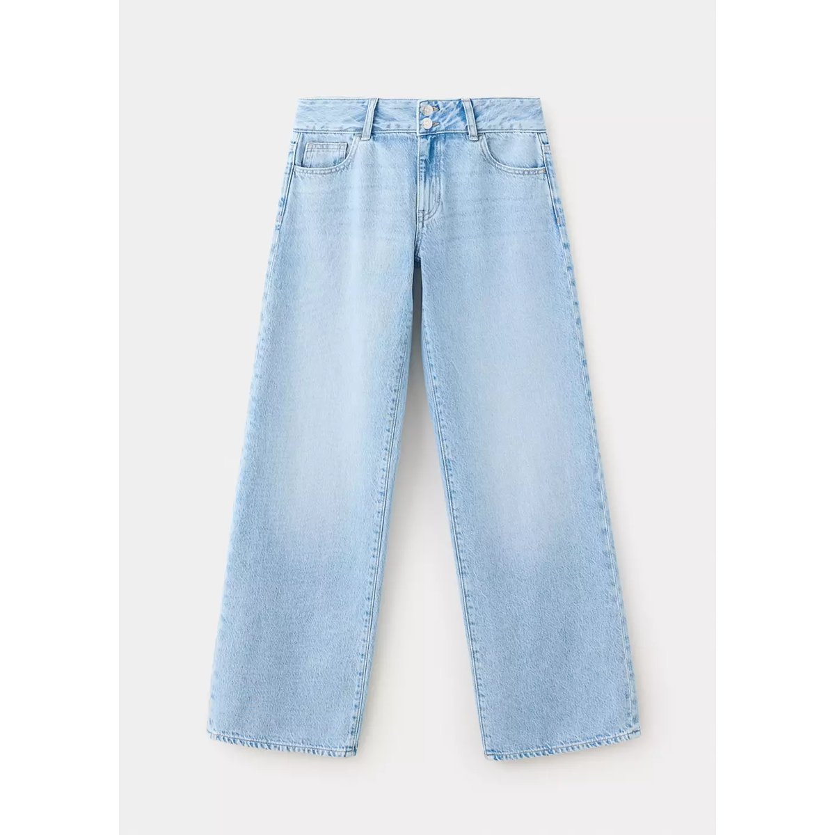 Jean coupe large et taille basse bleu clair, MANGO TEEN