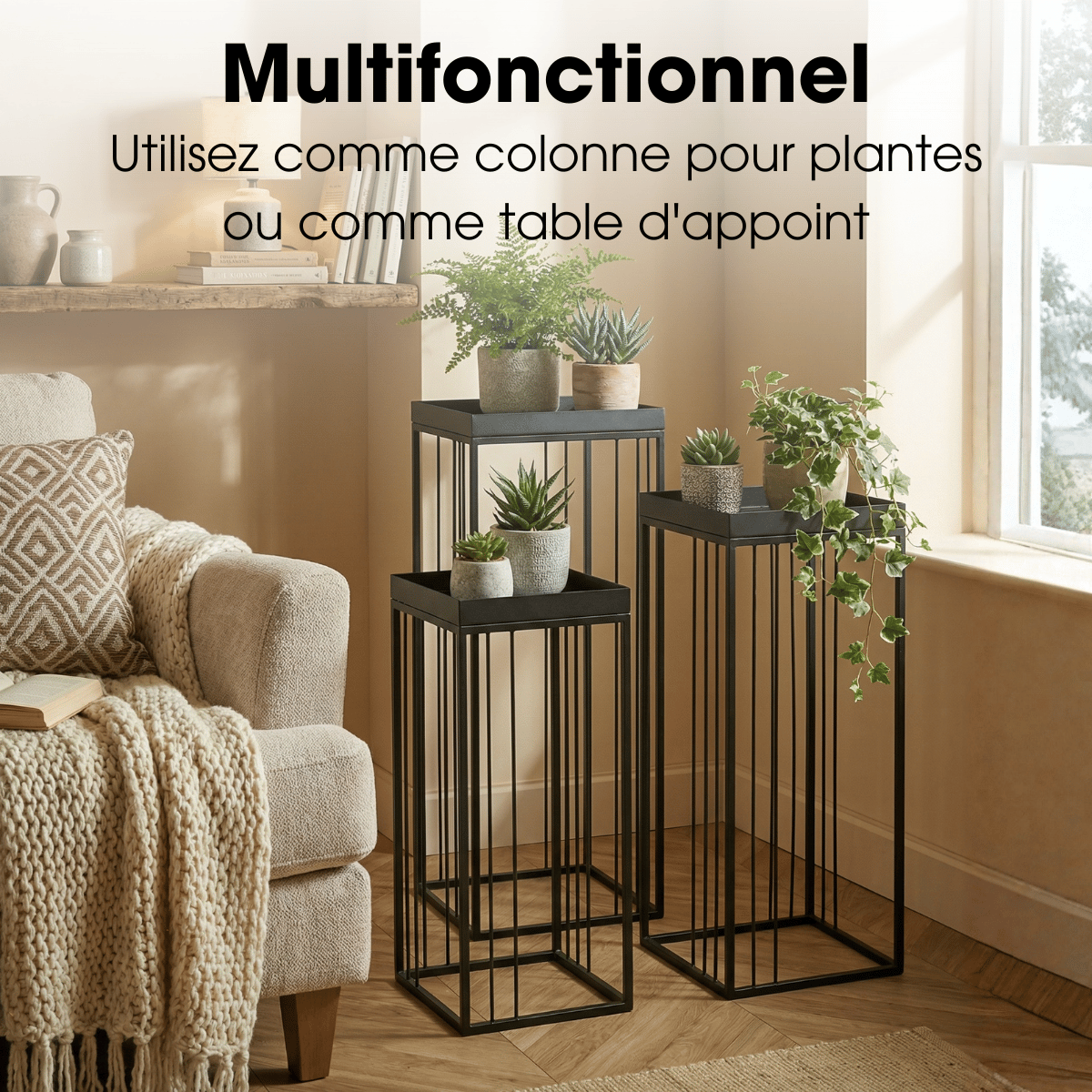 Table d'appoint BETH noir, MICA DECORATIONS