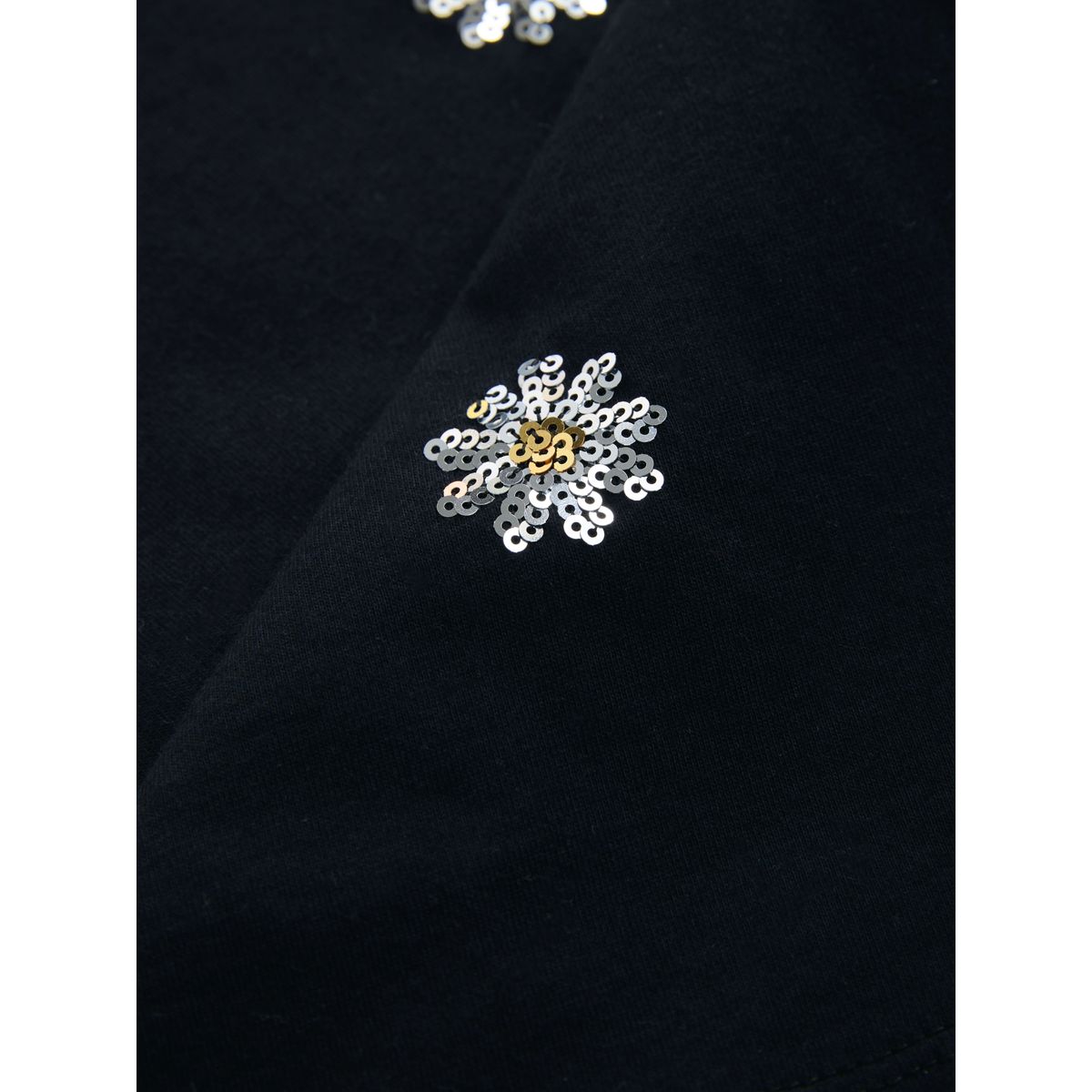 T-shirt droit oversize à sequins fleur noire, NEXT