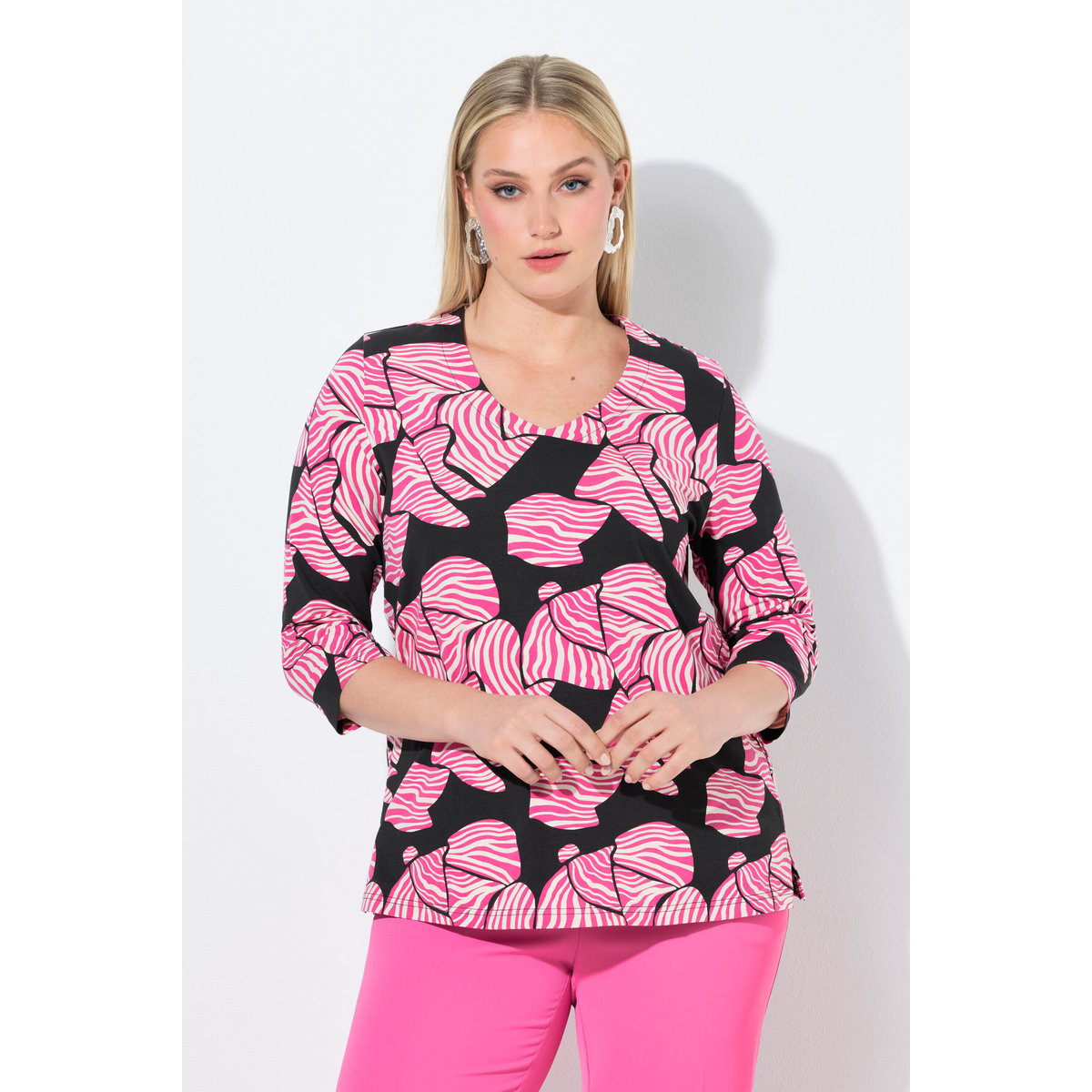T-shirt Classic Fit, motif nœuds noir, ULLA POPKEN