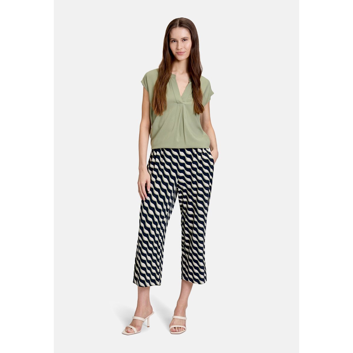 Pantalon à enfiler à pinces dark blue/green, BETTY BARCLAY