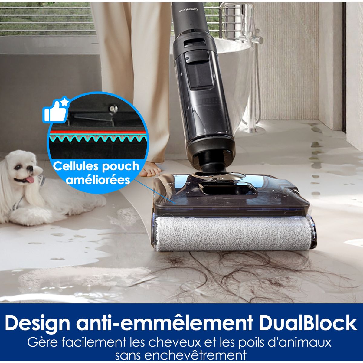 Aspirateur laveur Floor One S7 Steam avec fonction vapeur couleur unique, TINECO