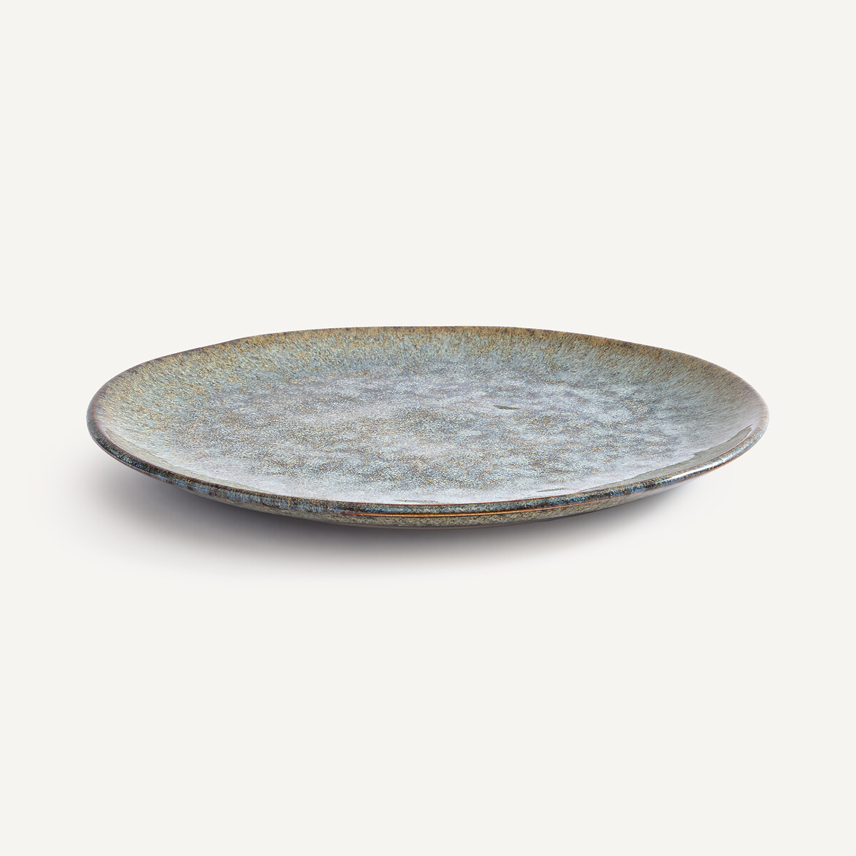 Lot de 4 assiettes plates, en grès émaillé réactif, DÉNIA vert de gris, AM.PM