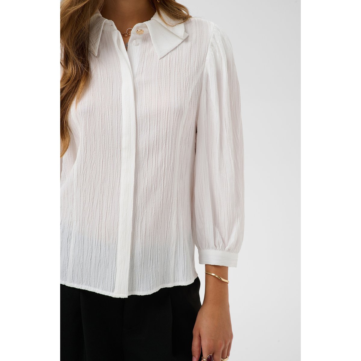 Blouse à manches longues blanc snow white, CREAM
