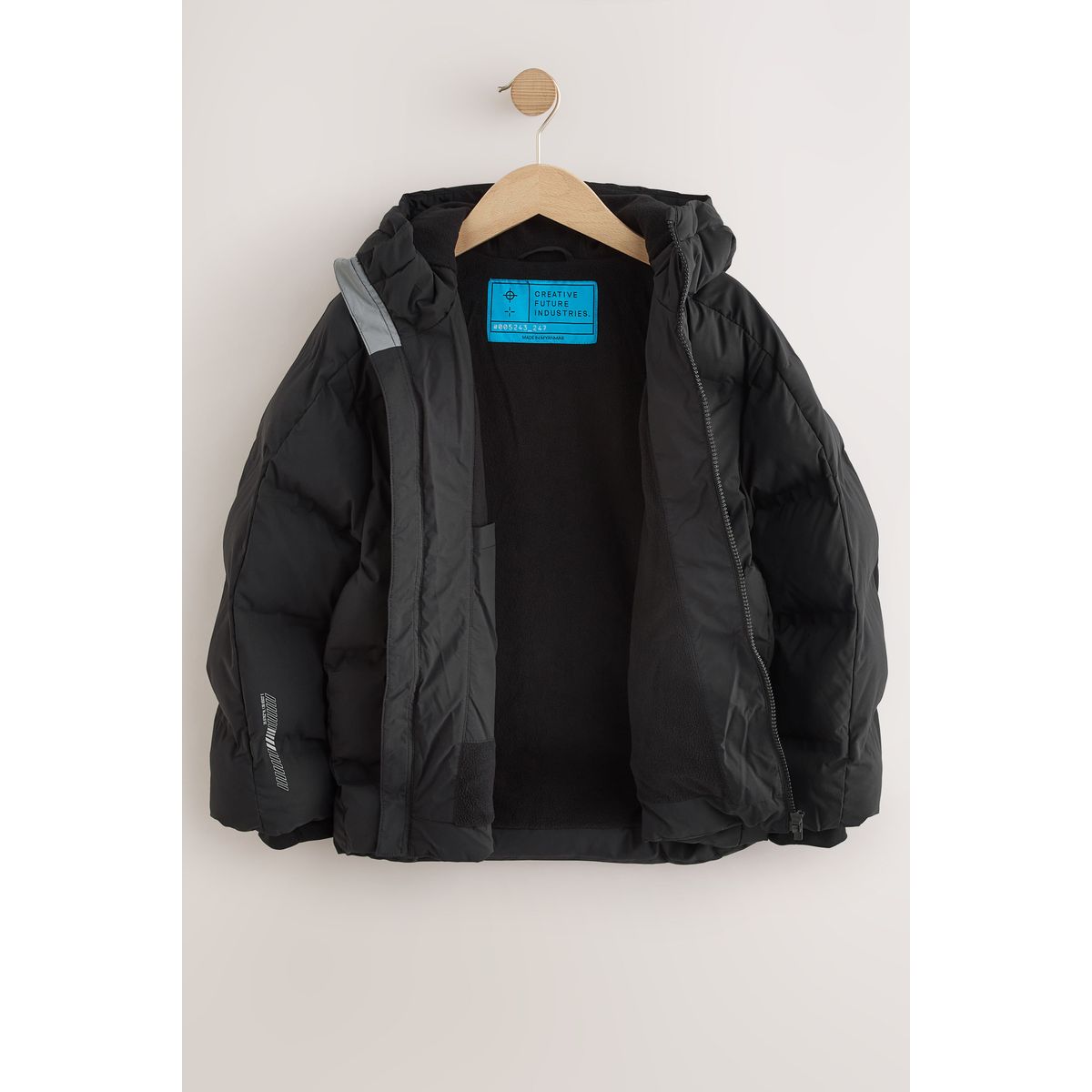 Manteau rembourré imperméable à micropolaire noir, NEXT