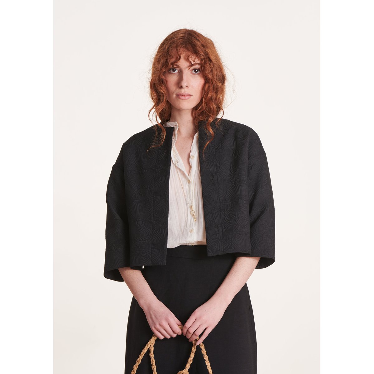 Veste courte manches 3/4 noir, LA FEE MARABOUTEE
