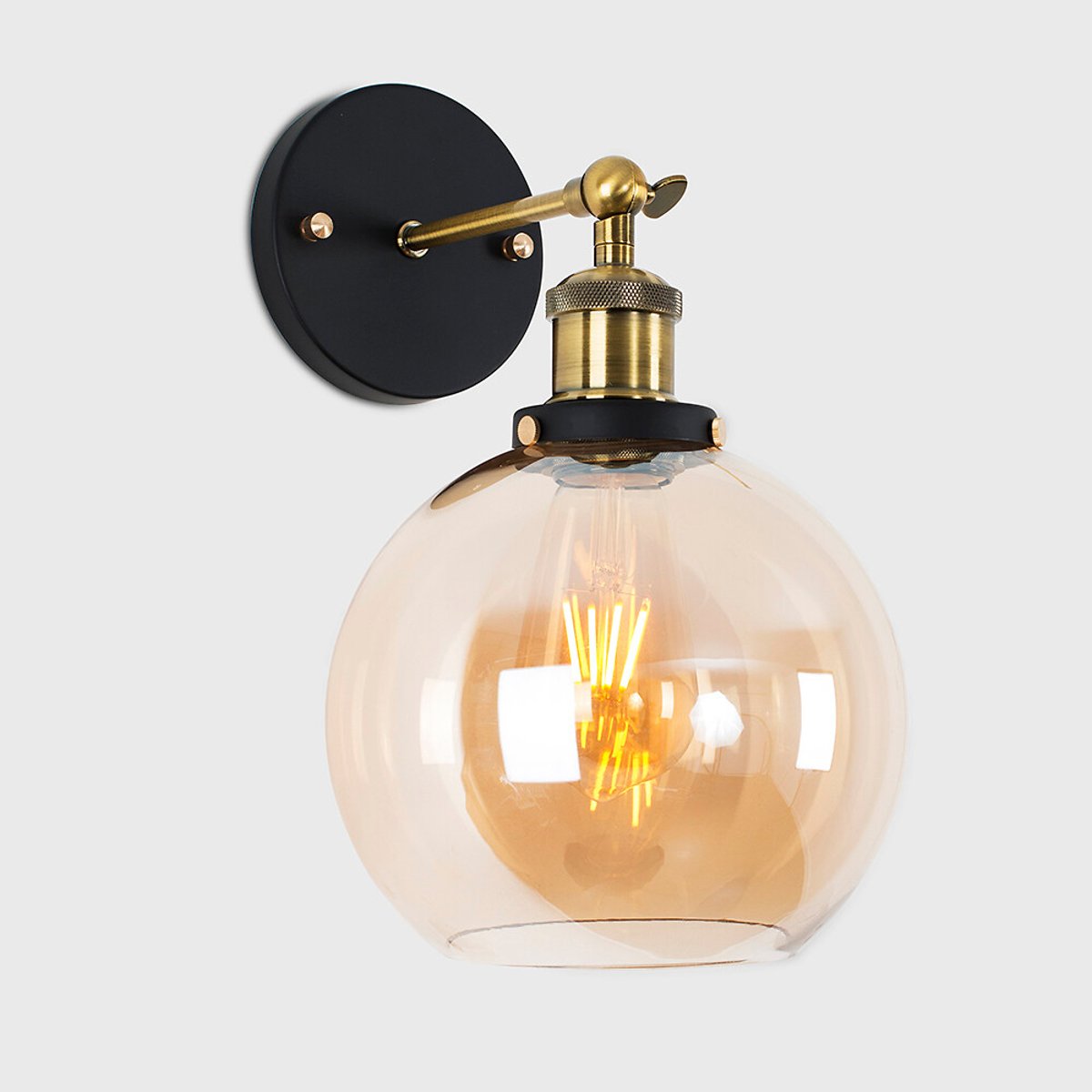 Sherri Industrial Wall Light with Glass Shade amber, SO'HOME