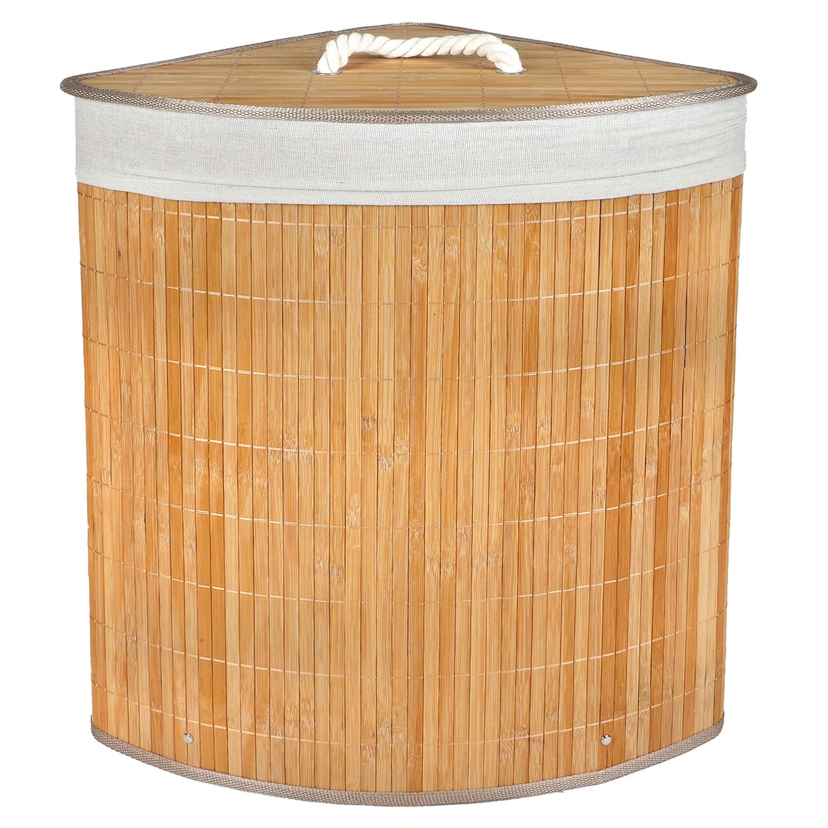 Panier à linge d'angle en bambou et intérieur coton 35x35x50cm bois, WADIGA
