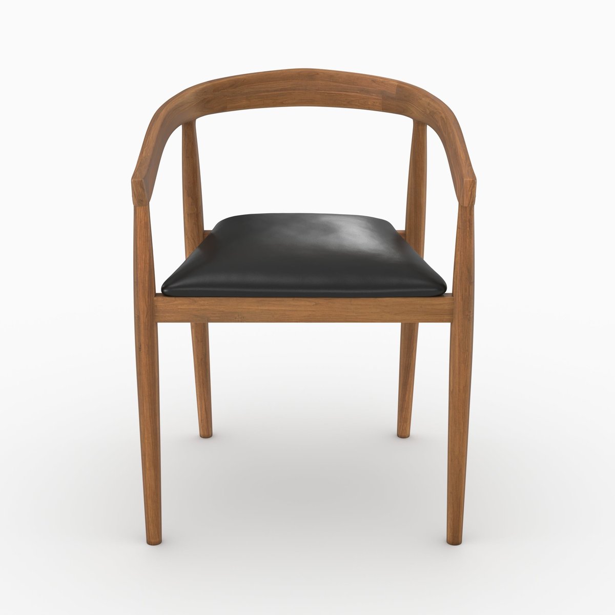 Lot de 2 chaises en bois de teck vernis et assise en cuir - BALI noir, MAISON PAVANE