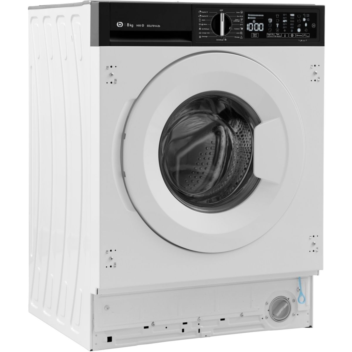 Lave linge hublot encastrable EELF814-2b - 8 kg - 1400 tr/min - Classe A - Moteur induction direct drive couleur unique, ESSENTIEL B