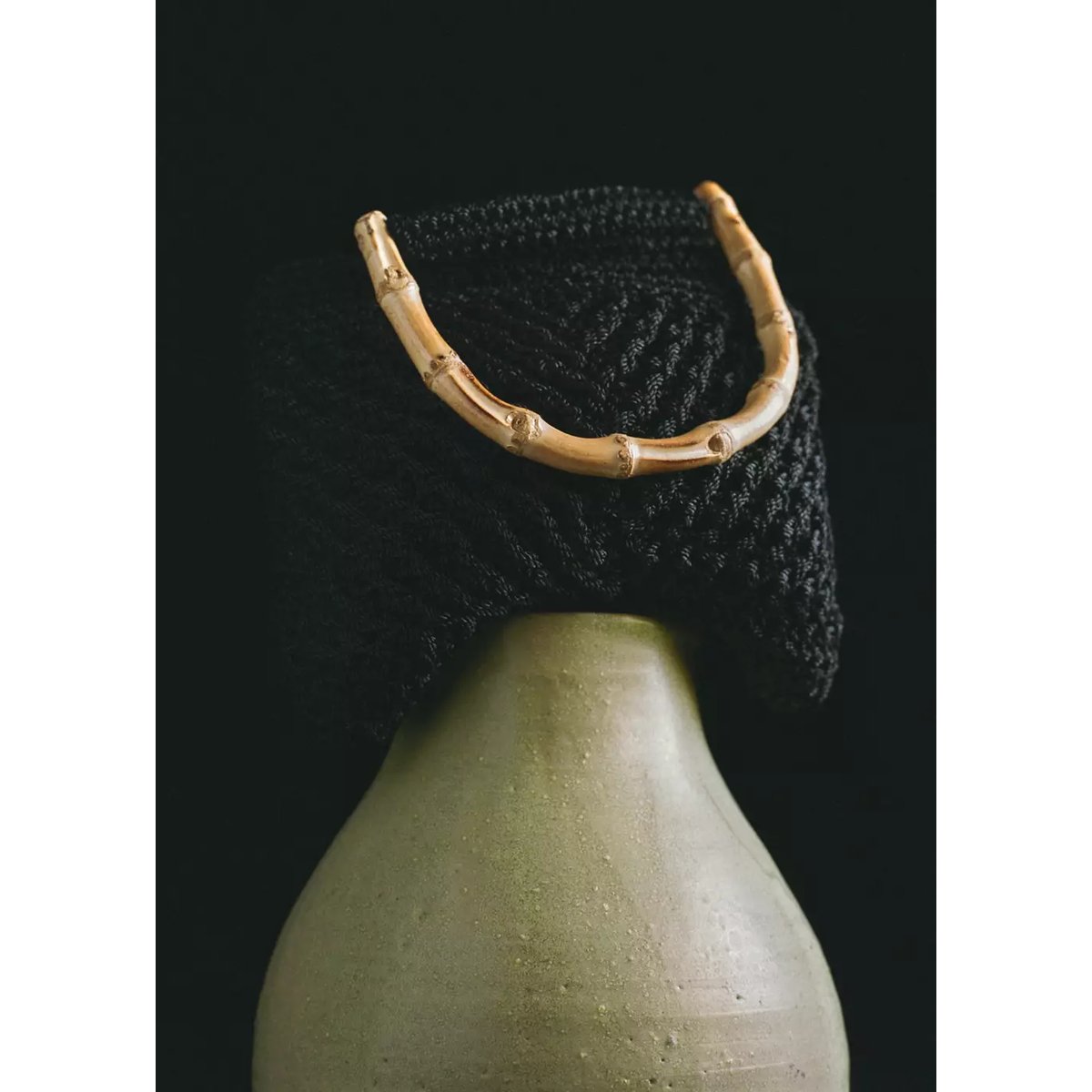 Sac à main avec anse en bambou noir, MANGO