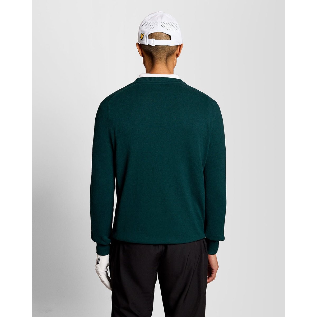 Pull en mélange de coton col V vert mediterranea, LYLE & SCOTT