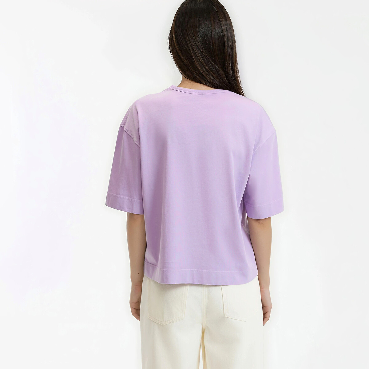 Los oversized katoenen T-shirt, ronde hals, korte mouwen paars violet, LA REDOUTE COLLECTIONS