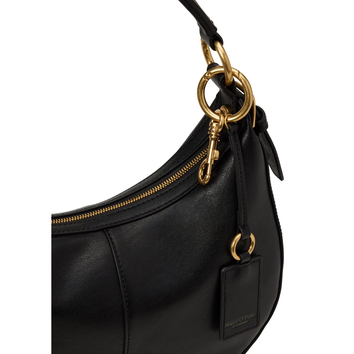 Sac à bandoulière modèle Pernille petit format en cuir de vachette souple noir, MARC O'POLO