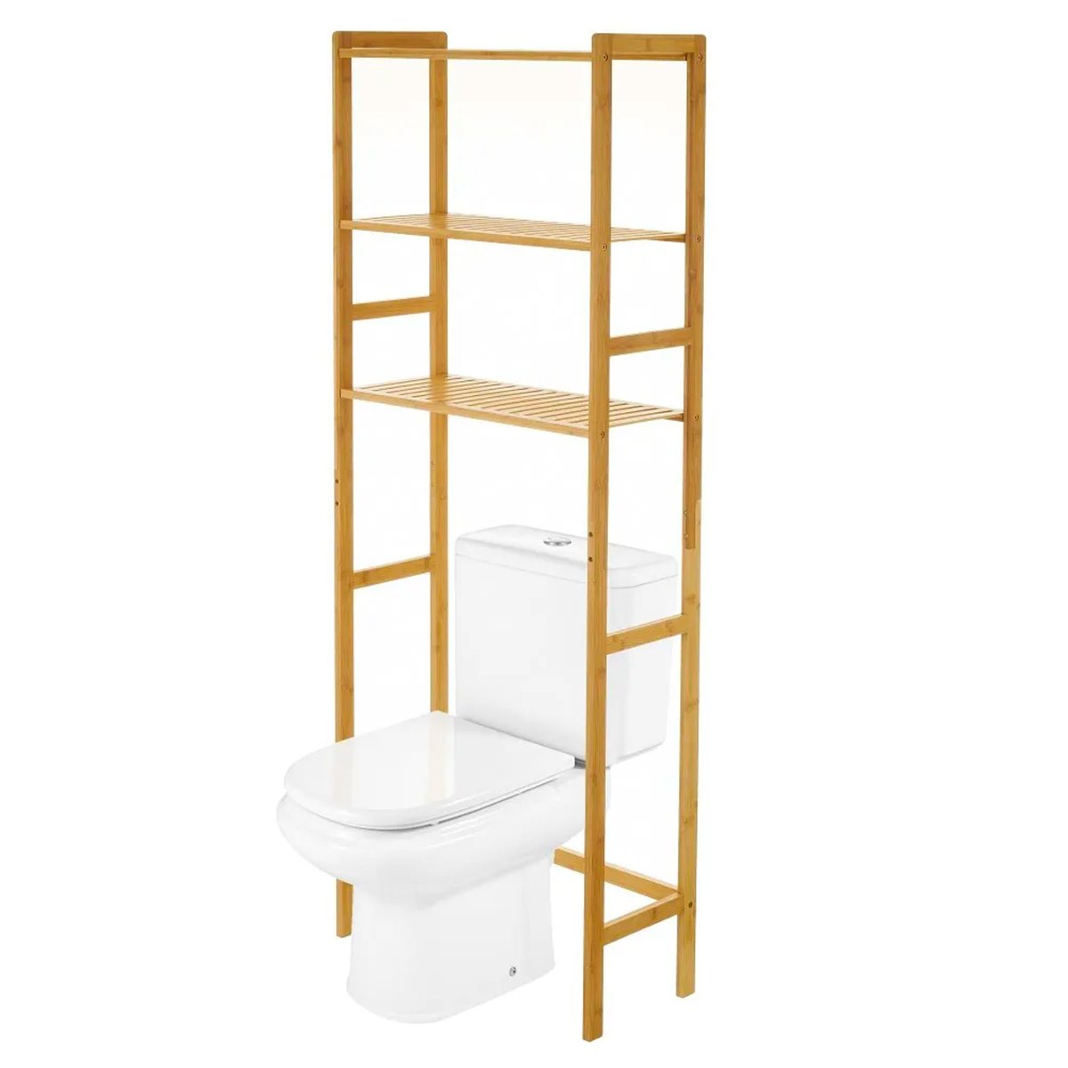 Étagère contour WC en bambou 60x25x161cm bois, WADIGA