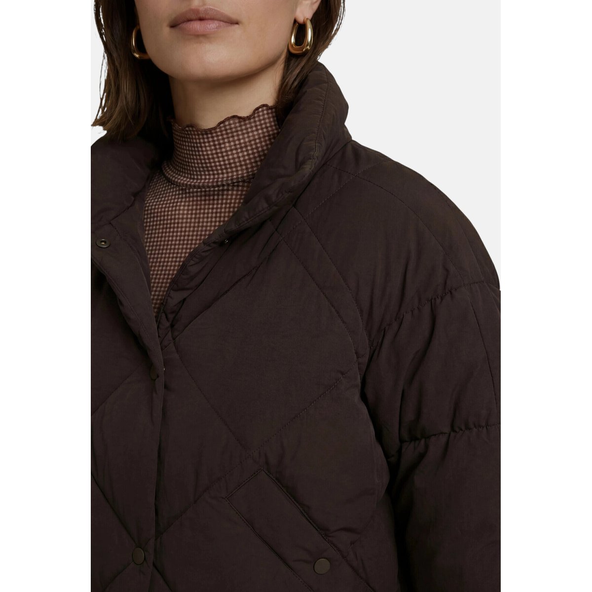 Veste matelassée à col droit black coffee, ZERO