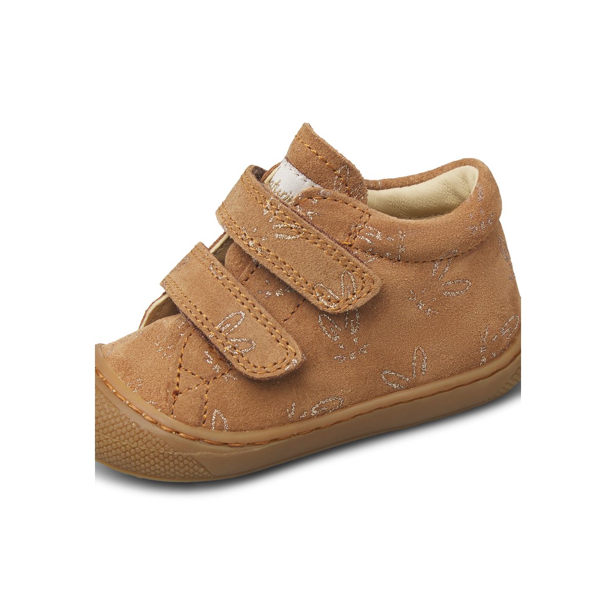 Chaussures premiers pas en suède COCOON VL marron-platine, NATURINO