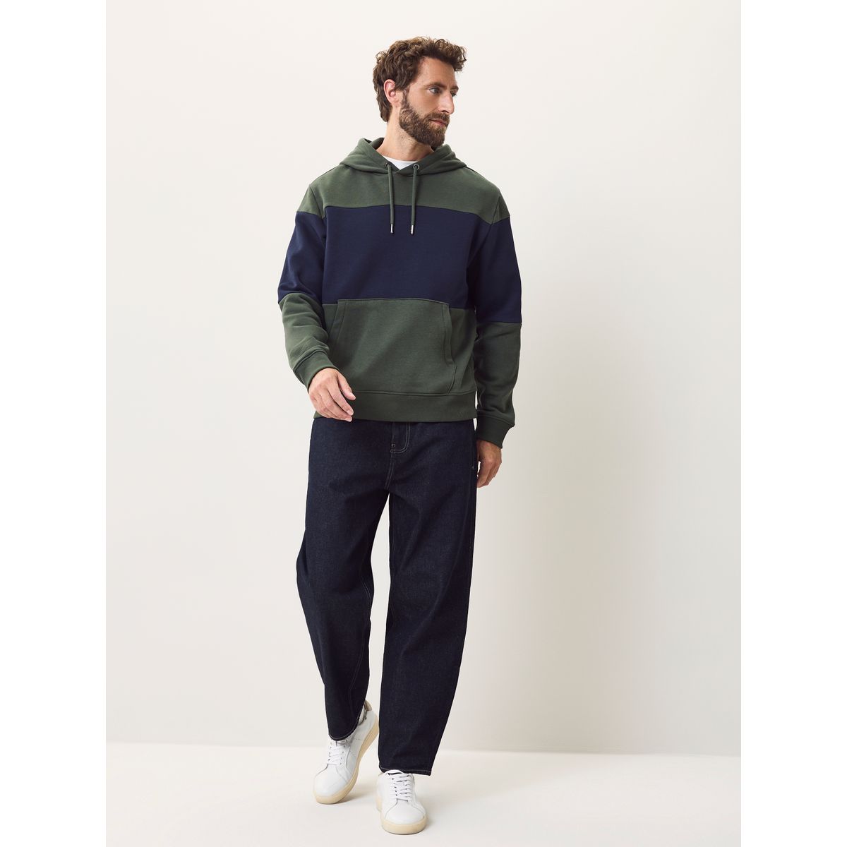Sweat à motif color block bleu marine/vert olive, NEXT