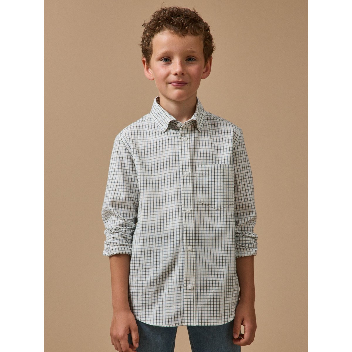 Chemise à carreaux Tattersall carreaux bleu, CYRILLUS