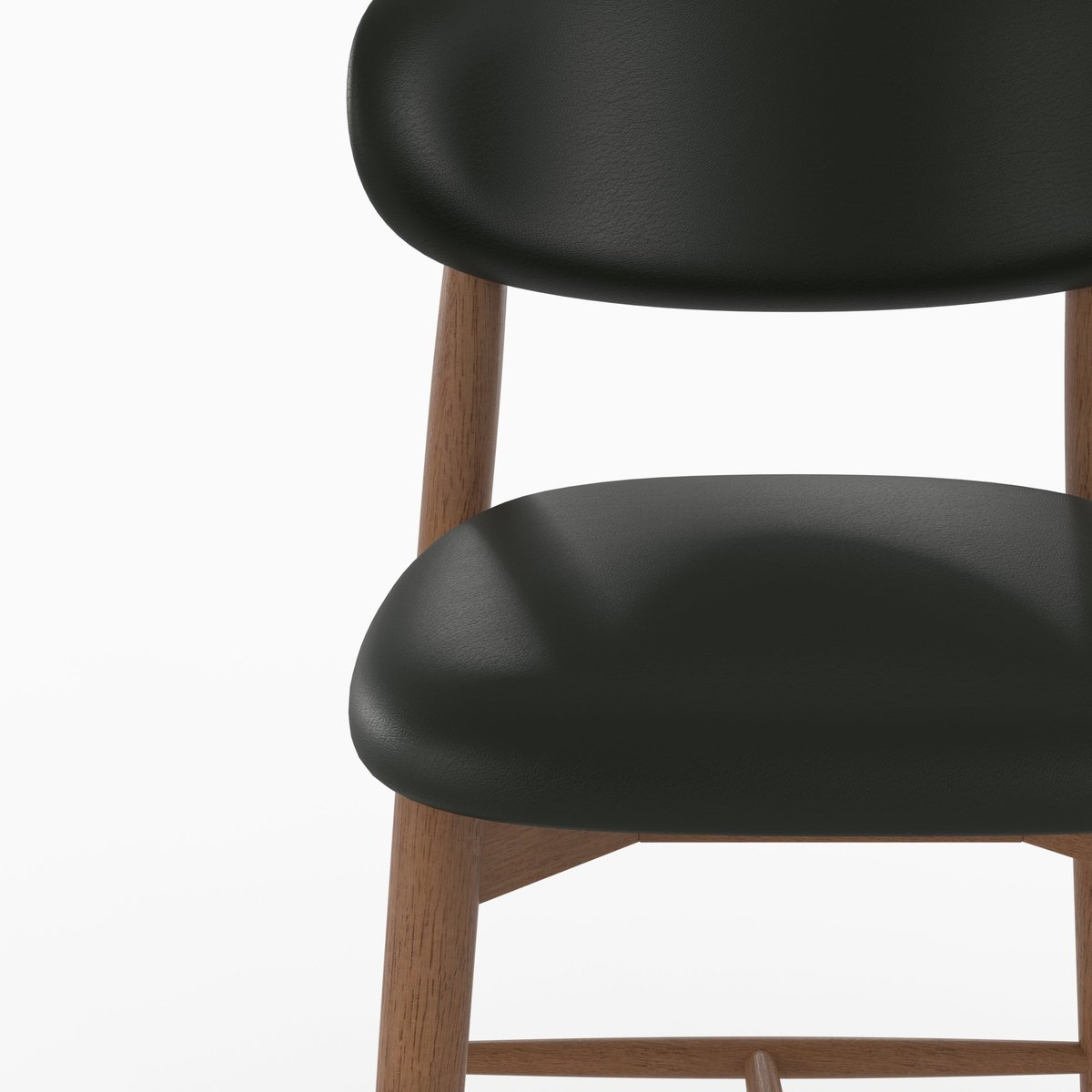 Lot de 2 chaises pour ilot central 64,5 cm en cuir et bois d'hévéa - YUNA noir, MAISON PAVANE