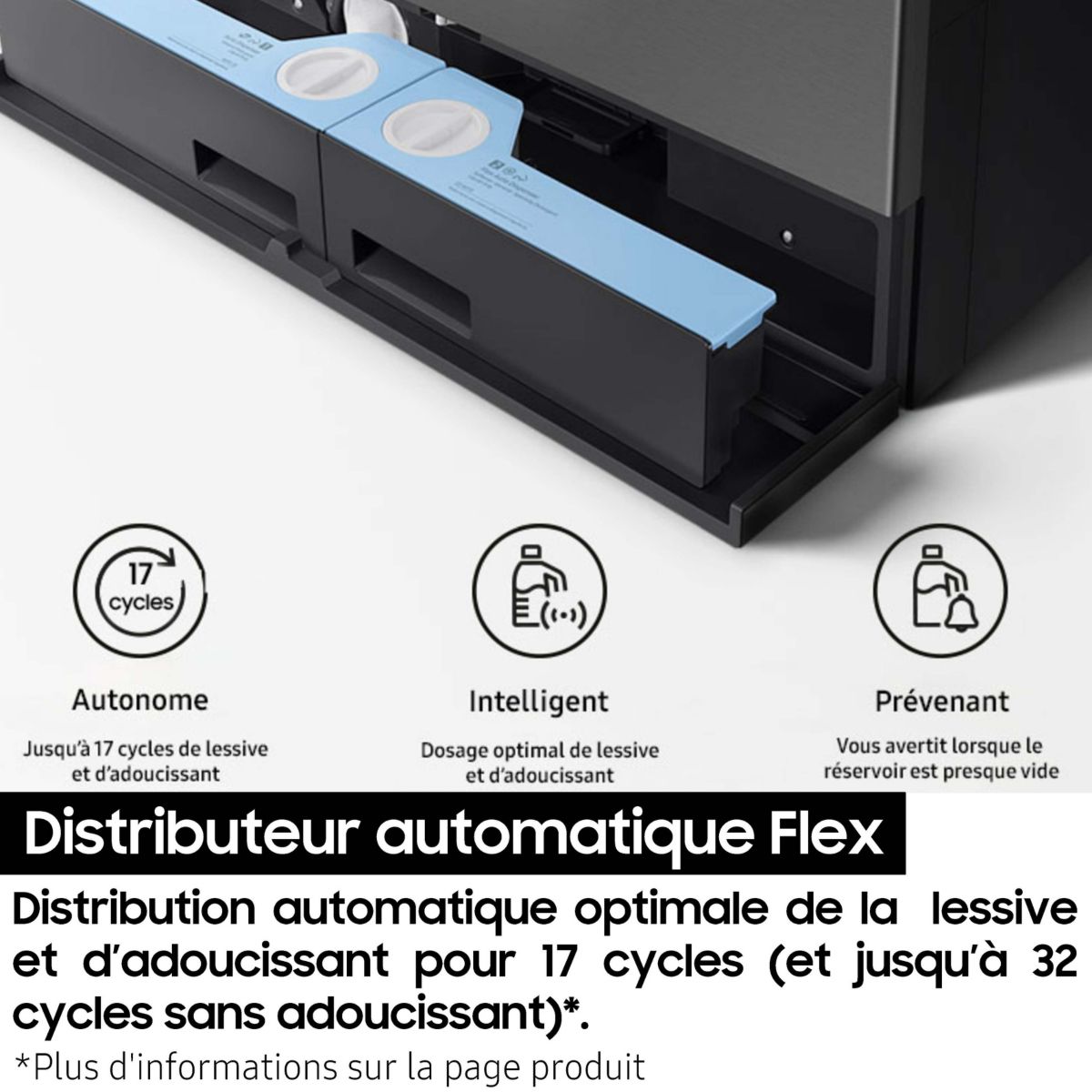 Lave linge séchant hublot WD18DB8995BZT2 Bespoke AI Combo noir, SAMSUNG