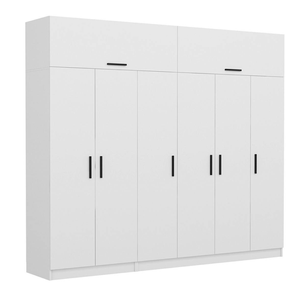 Armoire penderie blanche, 8 portes 3 portants BYRON blanc, PIER IMPORT