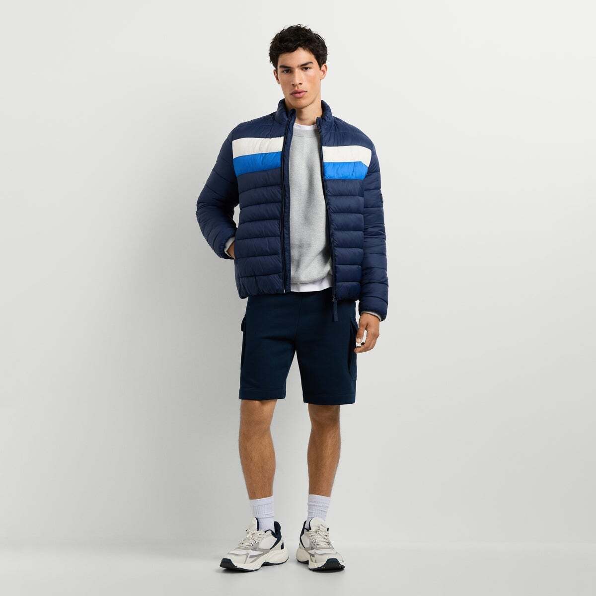 Doudoune Matelassée Color Block bleu amiral, PEPE JEANS