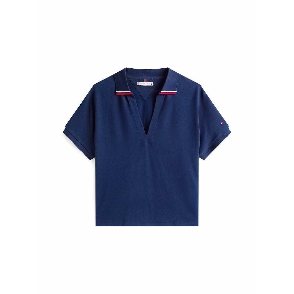 T-shirt manches courtes à col polo bleu marine, TOMMY HILFIGER