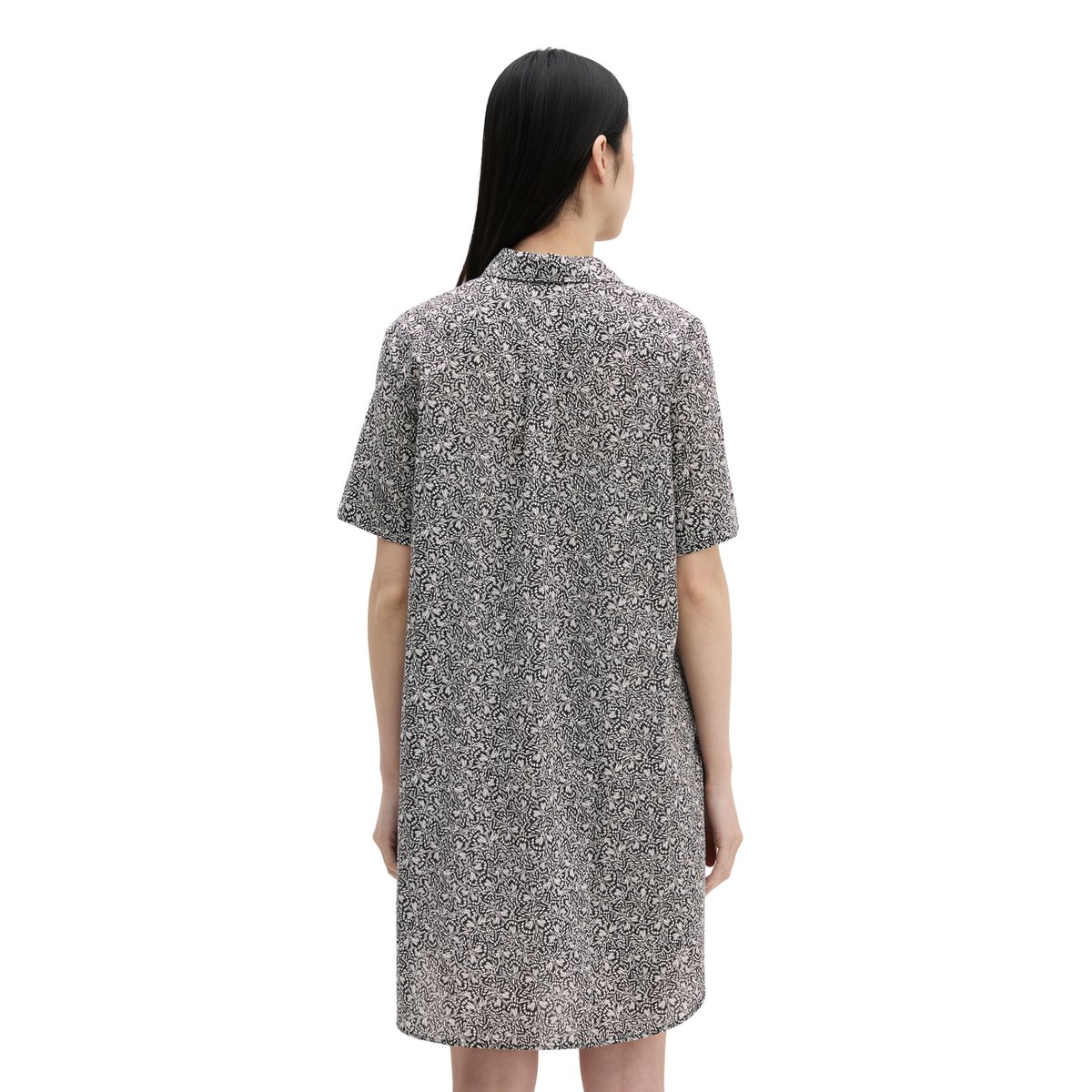 Robe chemisier loose en voile de coton imprimé noir, MARC O'POLO