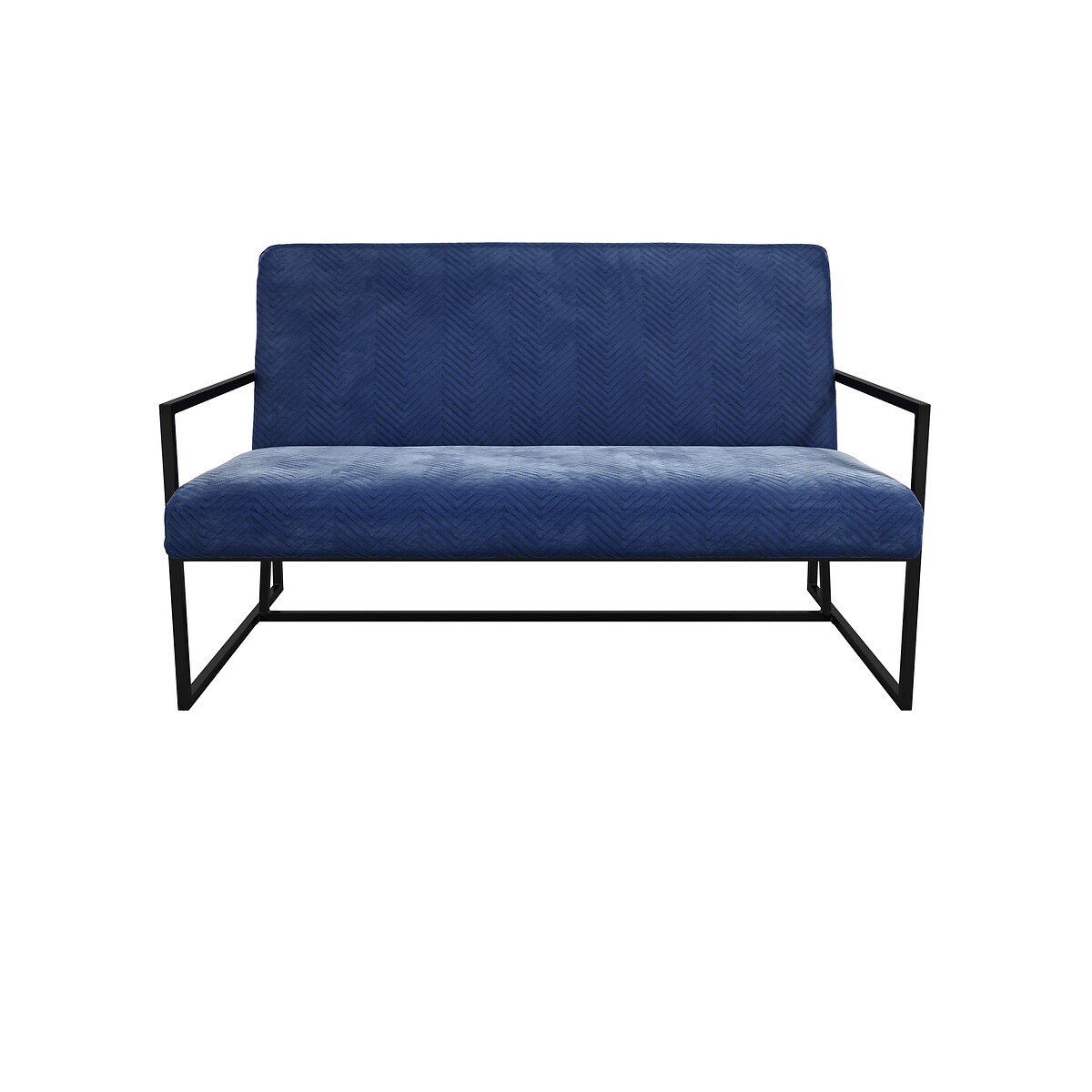 Fiorella Chevron Velvet 2 Seater Accent Sofa ink blue, SO'HOME