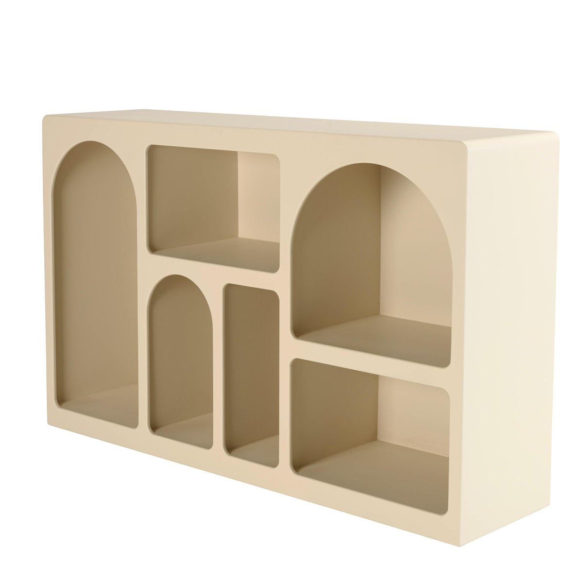 Buffet 6 niches 120x30cm en bois peint couleur beige NELIA beige, PIER IMPORT