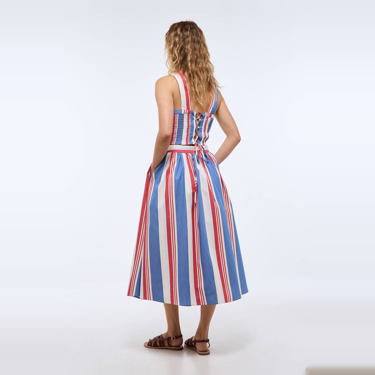 Jupe midi imprimée en coton BIO GOTS riviera, MONOPRIX