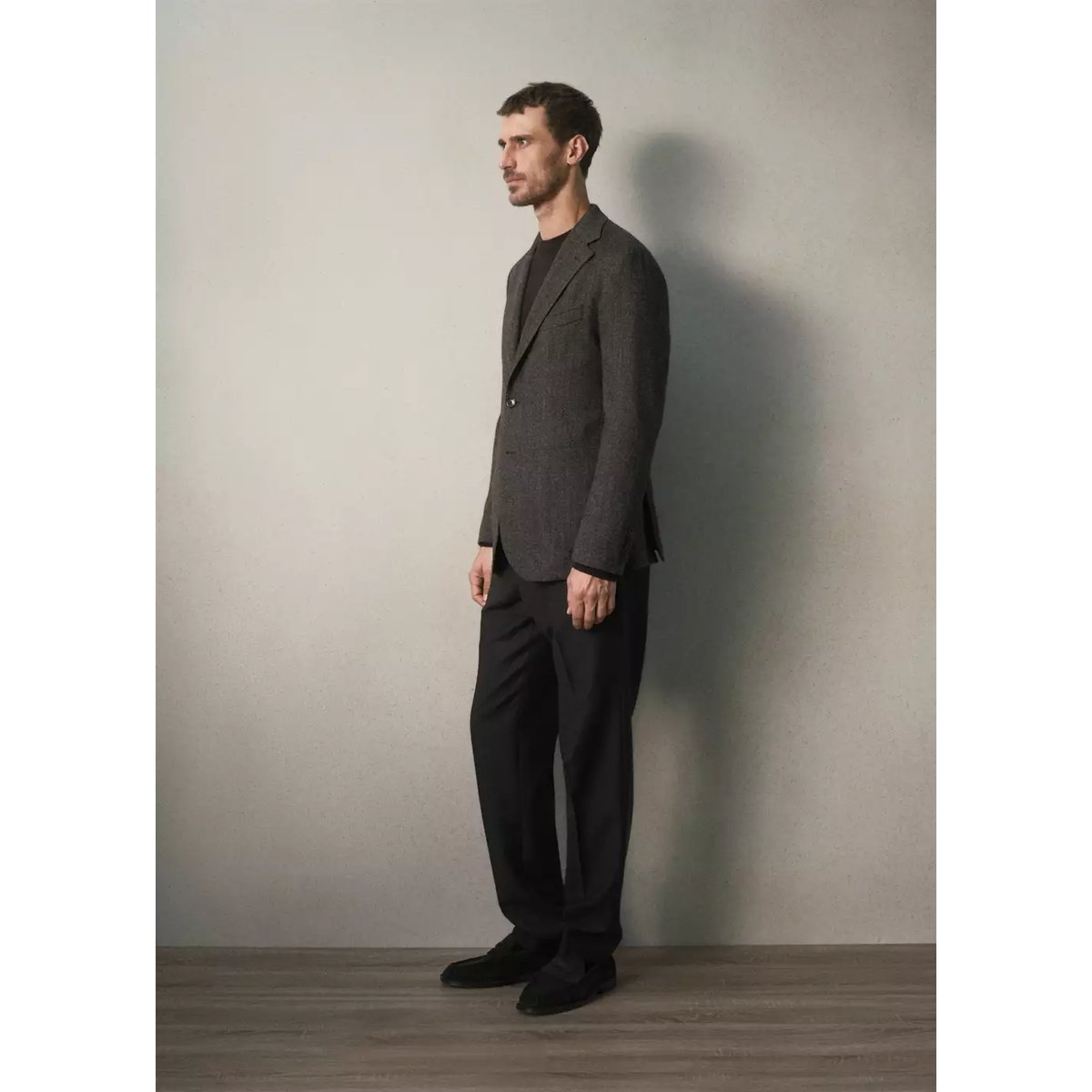 Veste en laine italienne à chevrons, coupe slim fit marron, MANGO MAN
