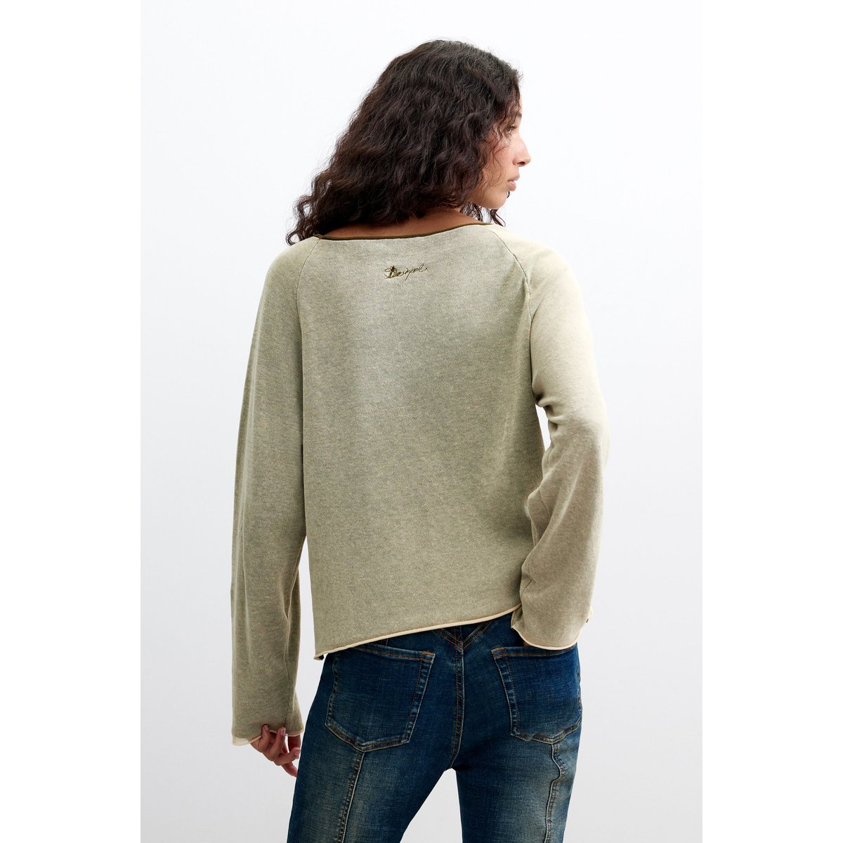 pull fin à fleurs vert, DESIGUAL