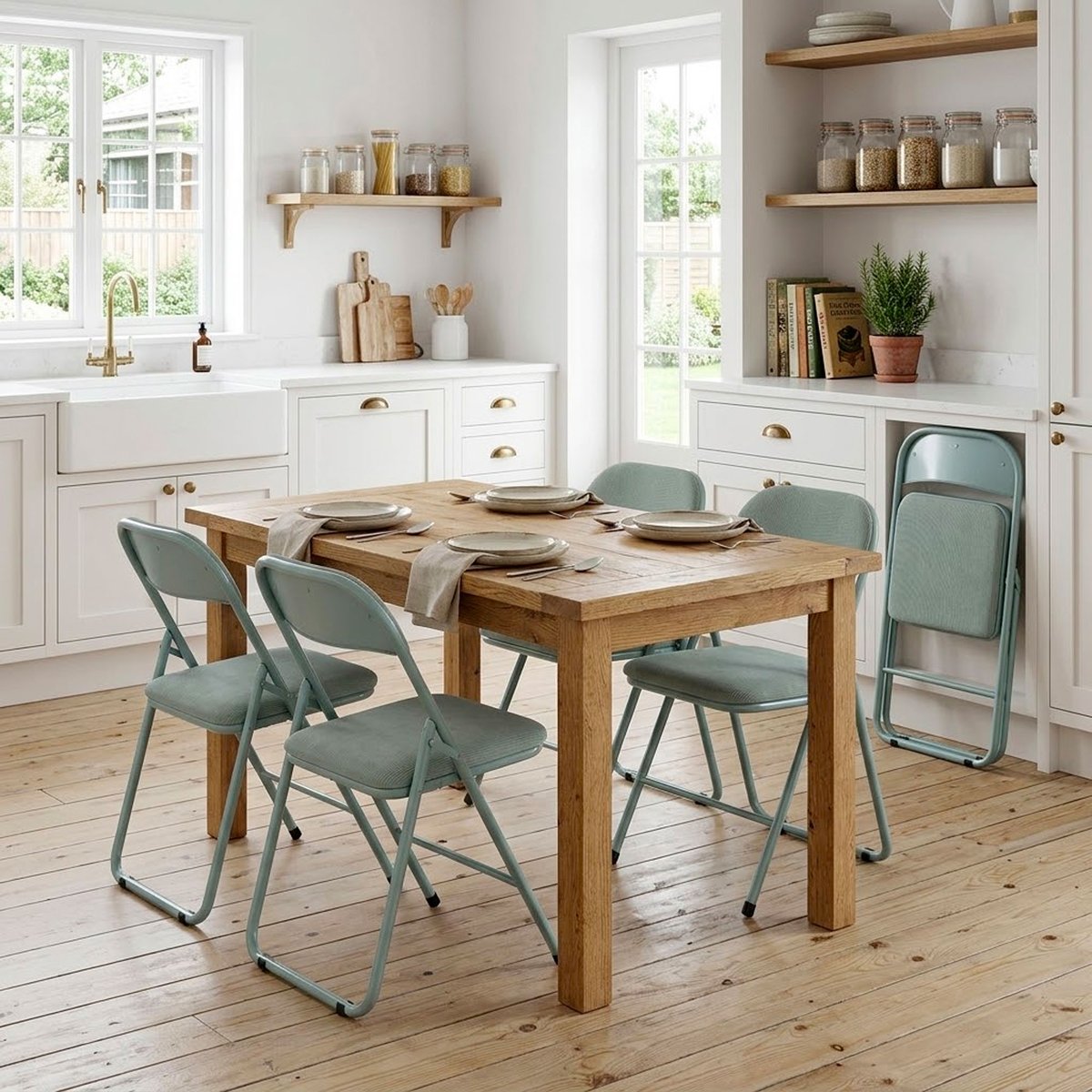 Chaise d'appoint pliante en velours côtelé vert 43x44x78cm vert, VERSA